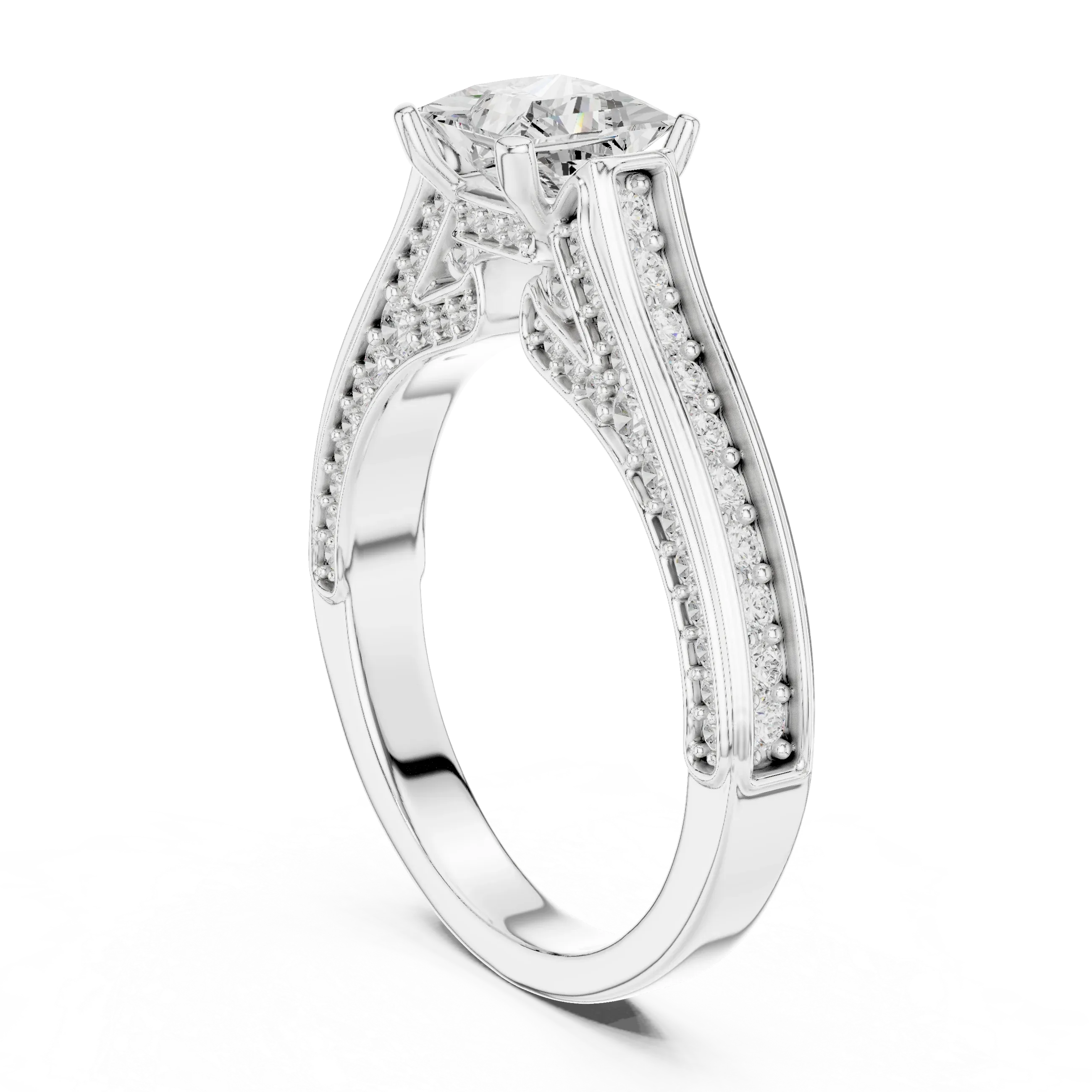 E Color VVS Round Diamond Pavé Set Wedding Band