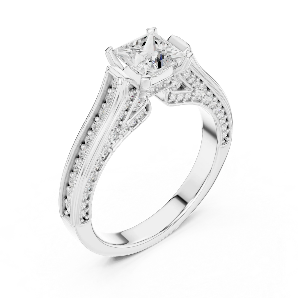 E Color VVS Round Diamond Pavé Set Wedding Band