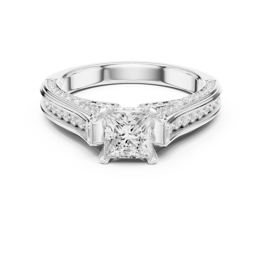 E Color VVS Round Diamond Pavé Set Wedding Band