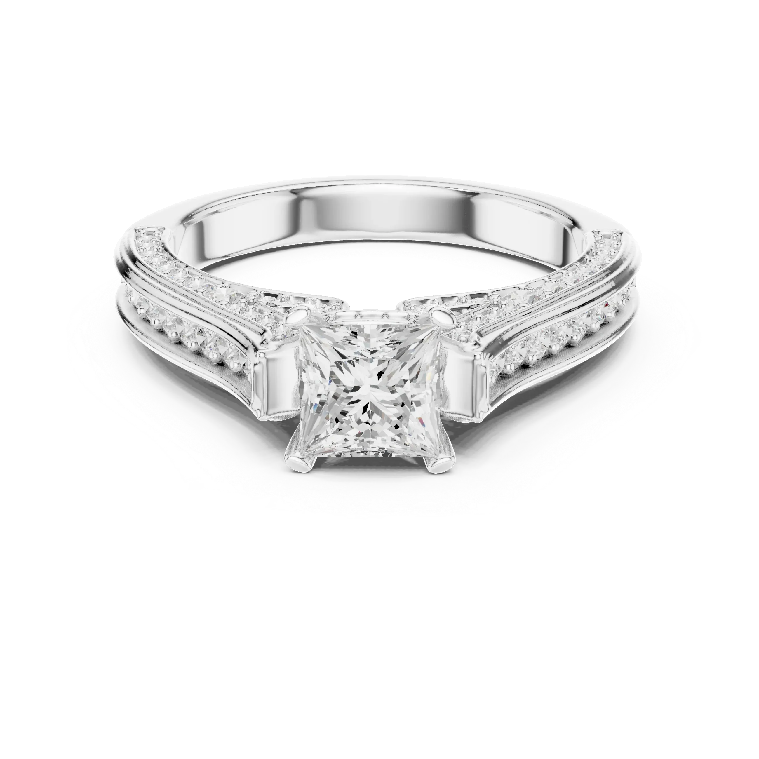 E Color VVS Round Diamond Pavé Set Wedding Band