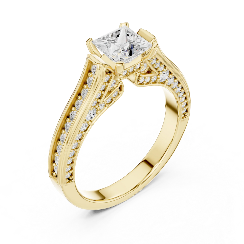 E Color VVS Round Diamond Pavé Set Wedding Band
