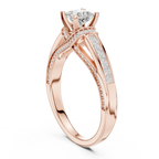D Color Round Moissanite Scalloped Pavé Engagement Ring