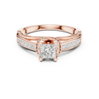 D Color Round Moissanite Scalloped Pavé Engagement Ring