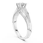 D Color Round Moissanite Scalloped Pavé Engagement Ring