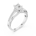 D Color Round Moissanite Scalloped Pavé Engagement Ring