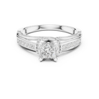 D Color Round Moissanite Scalloped Pavé Engagement Ring