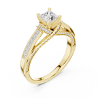 D Color Round Moissanite Scalloped Pavé Engagement Ring