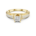 D Color Round Moissanite Scalloped Pavé Engagement Ring