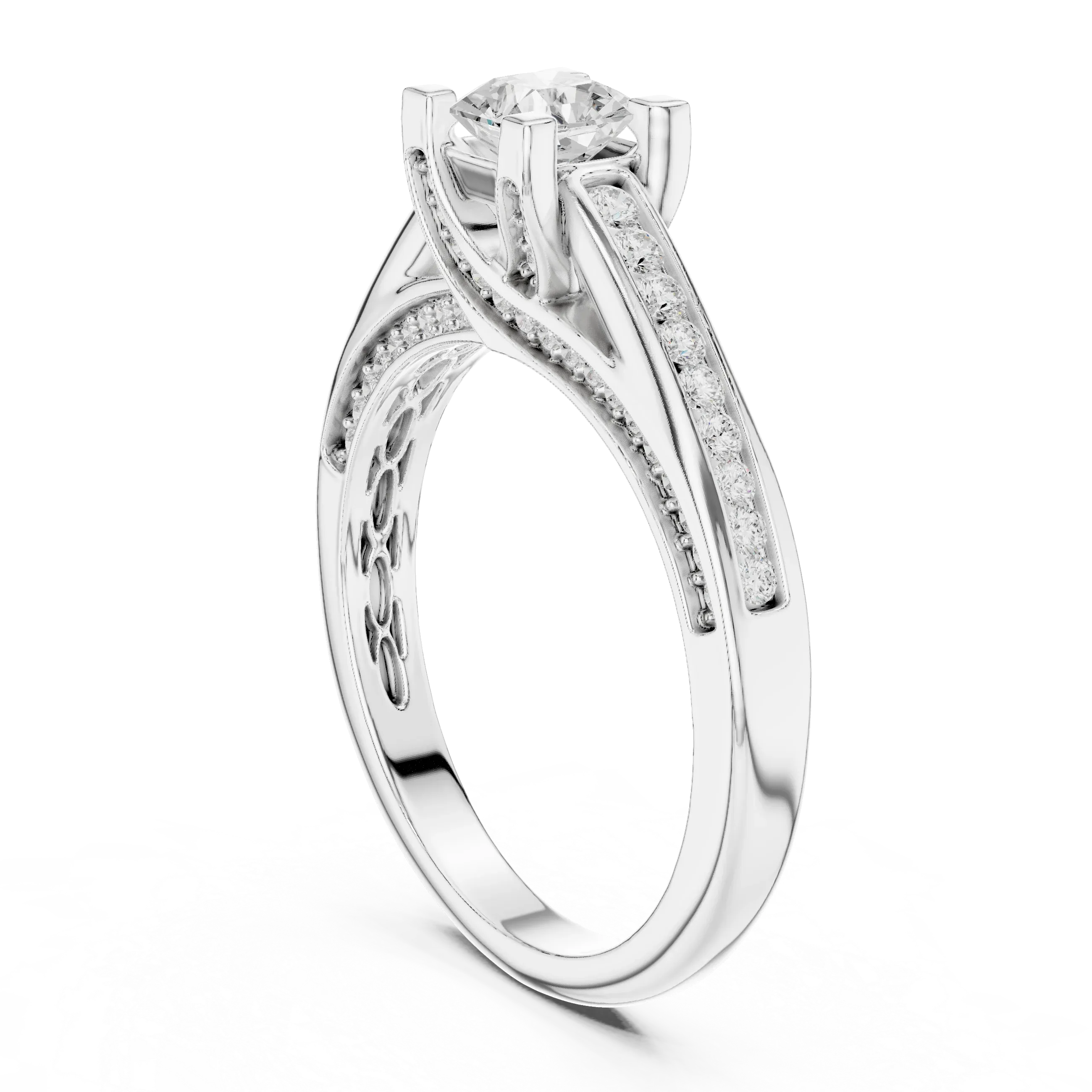 Sparkling Round Lab Grown Diamond Wedding Ring F Color VVS