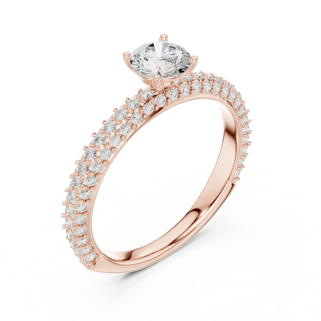 Round VVS Diamond Tapered Shank Engagement Ring D Color