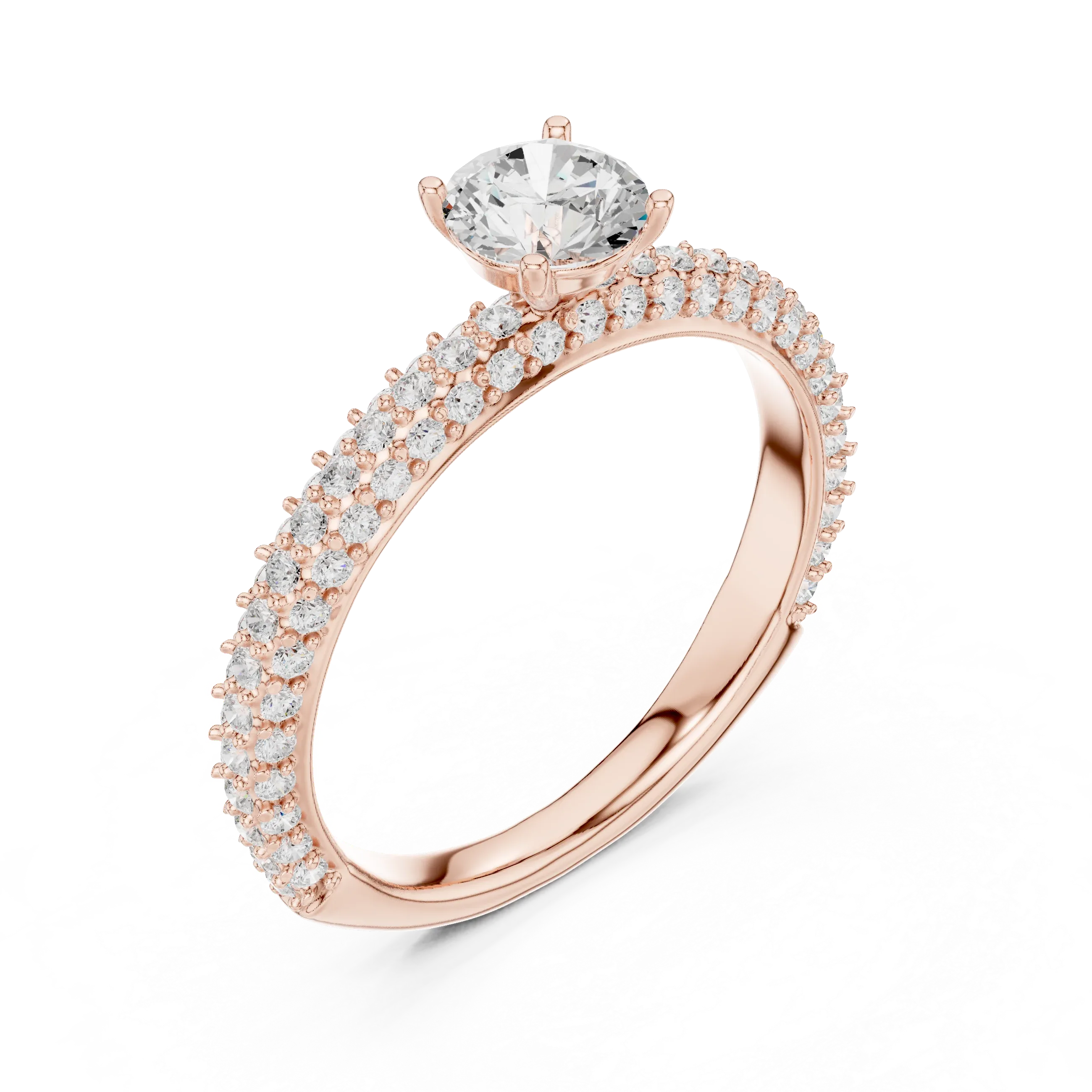 Round VVS Diamond Tapered Shank Engagement Ring D Color