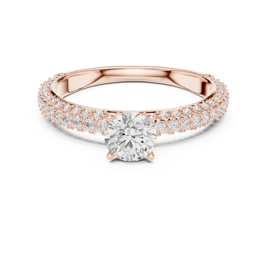 Round VVS Diamond Tapered Shank Engagement Ring D Color
