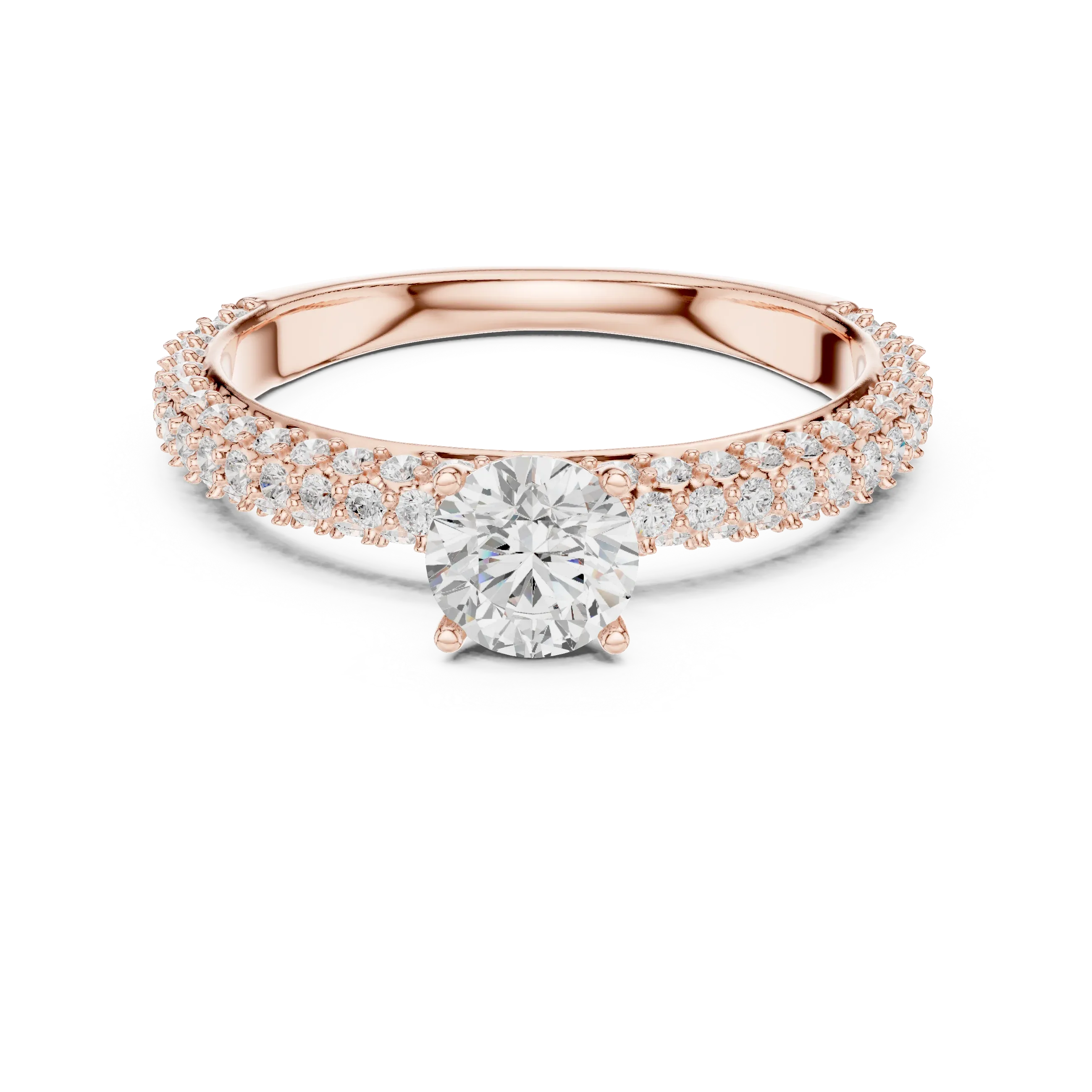 Round VVS Diamond Tapered Shank Engagement Ring D Color