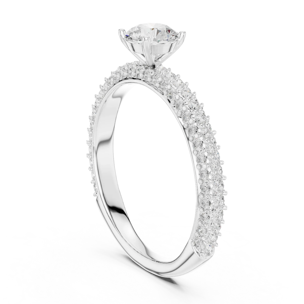 Round VVS Diamond Tapered Shank Engagement Ring D Color