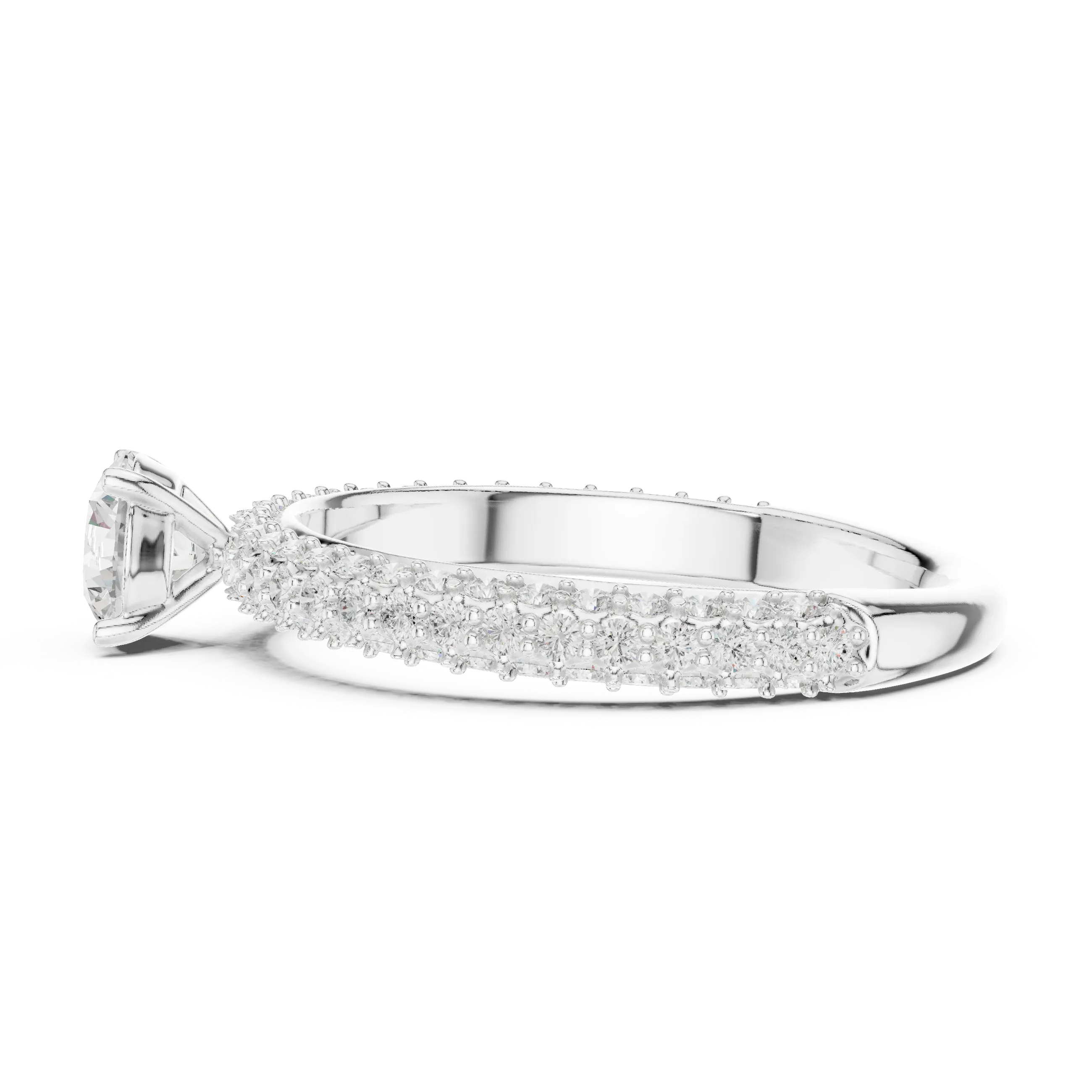 Round VVS Diamond Tapered Shank Engagement Ring D Color
