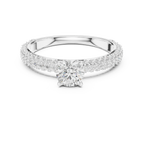 Round VVS Diamond Tapered Shank Engagement Ring D Color