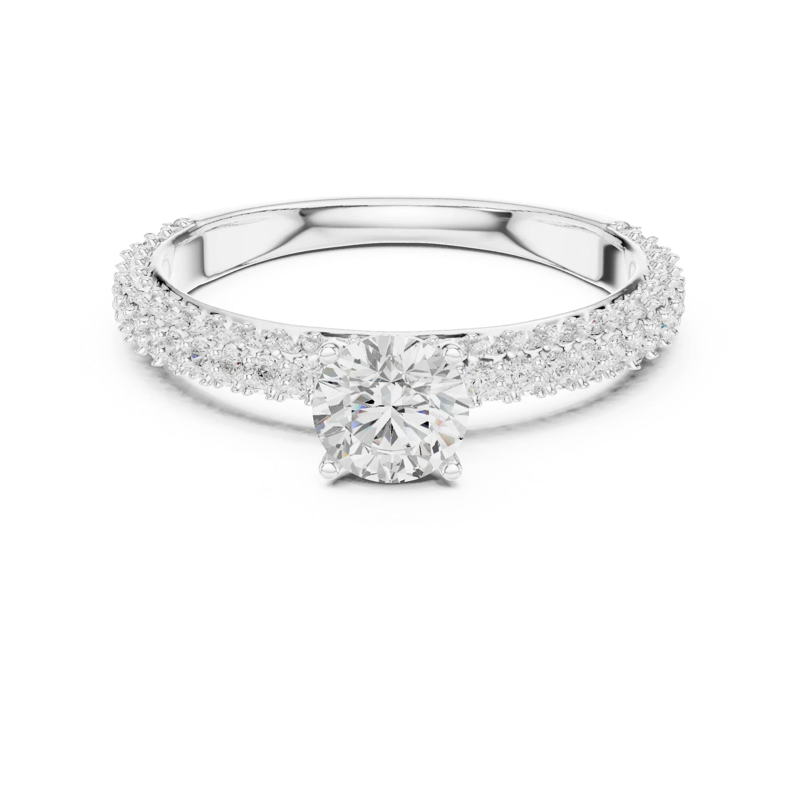 Round VVS Diamond Tapered Shank Engagement Ring D Color
