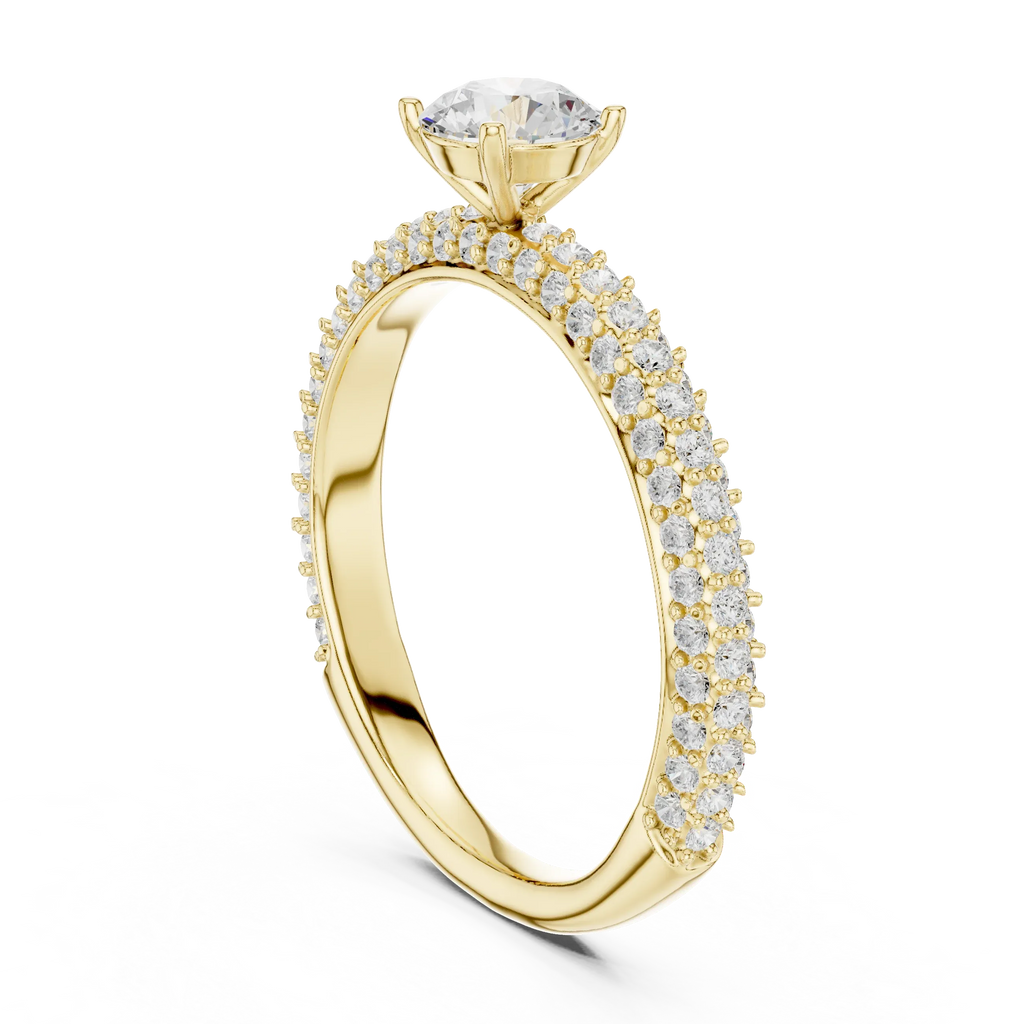 Round VVS Diamond Tapered Shank Engagement Ring D Color