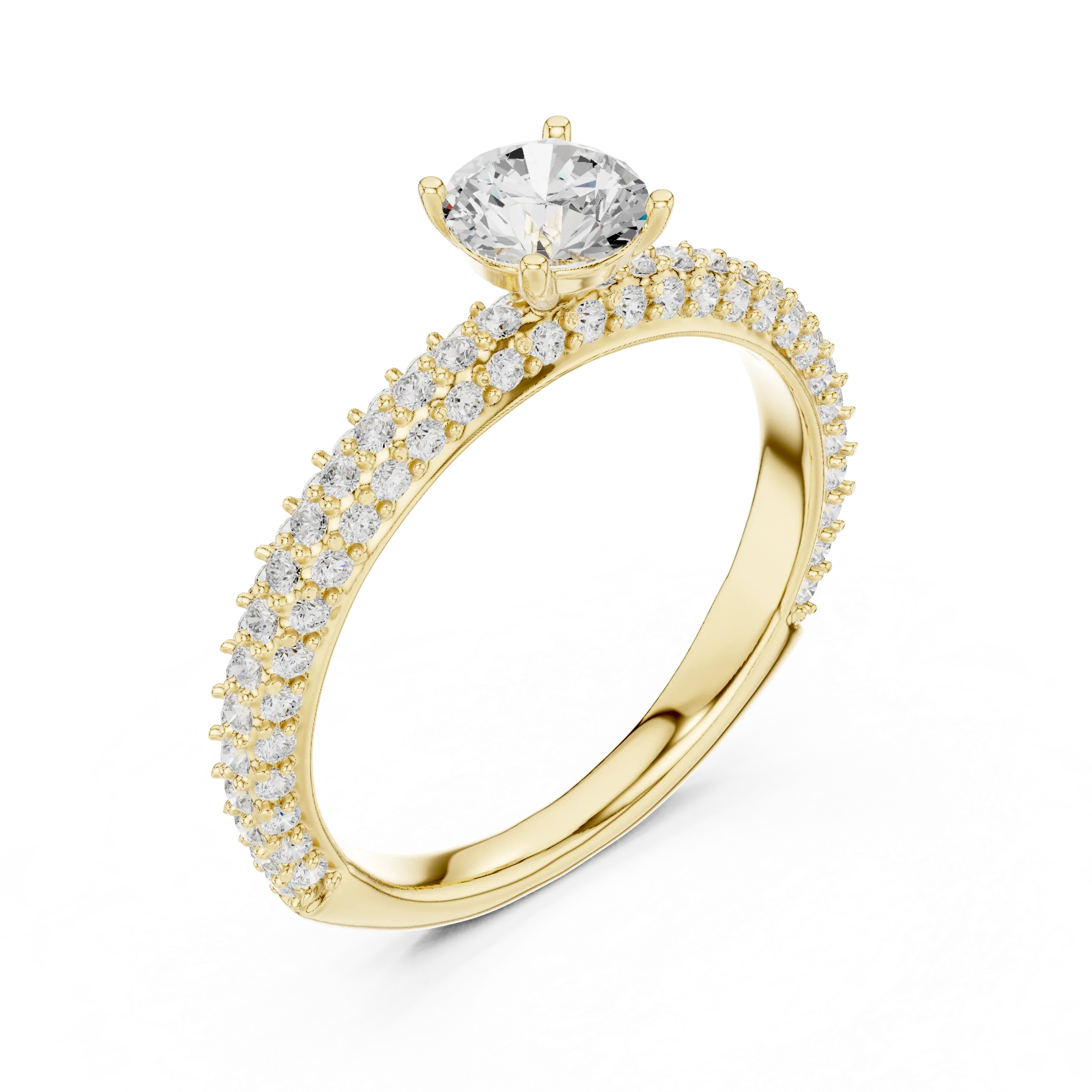 Round VVS Diamond Tapered Shank Engagement Ring D Color