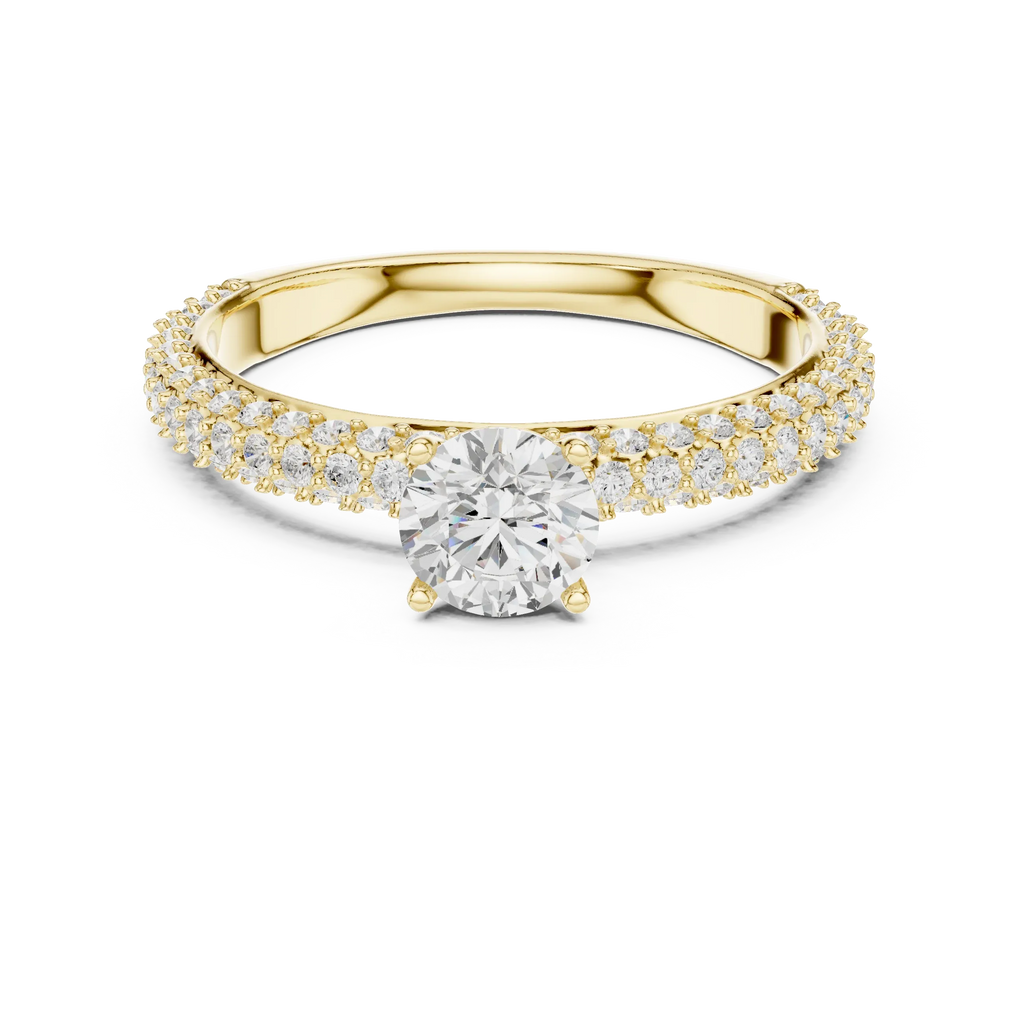 Round VVS Diamond Tapered Shank Engagement Ring D Color