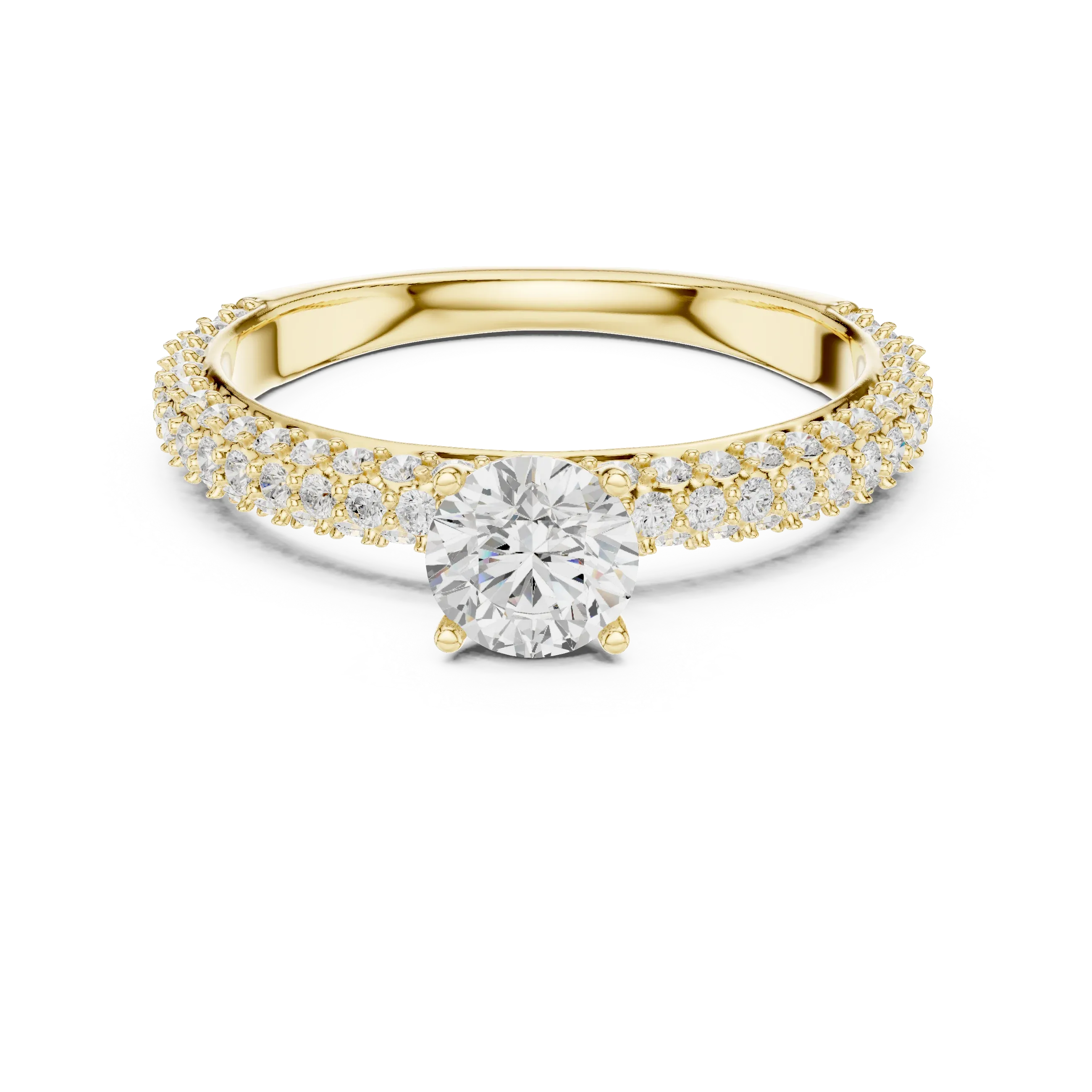 Round VVS Diamond Tapered Shank Engagement Ring D Color