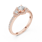 F Color Round Moissanite Engagement Ring with Pavé Bridge