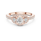 F Color Round Moissanite Engagement Ring with Pavé Bridge