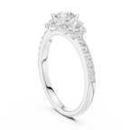 F Color Round Moissanite Engagement Ring with Pavé Bridge