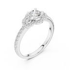 F Color Round Moissanite Engagement Ring with Pavé Bridge