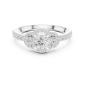 F Color Round Moissanite Engagement Ring with Pavé Bridge
