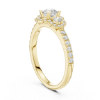 F Color Round Moissanite Engagement Ring with Pavé Bridge