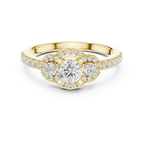F Color Round Moissanite Engagement Ring with Pavé Bridge