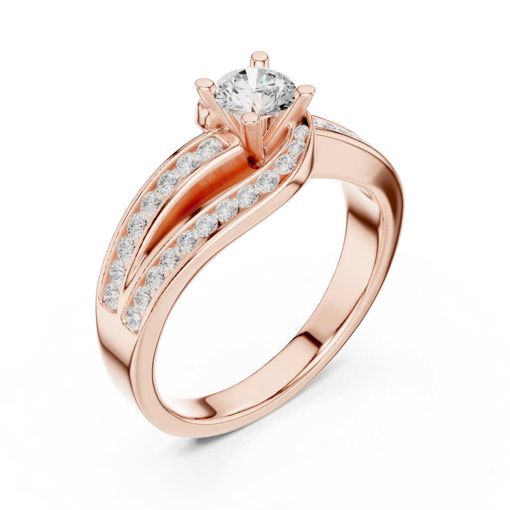 Round Lab Created Diamond Wedding Ring with Infinity Band