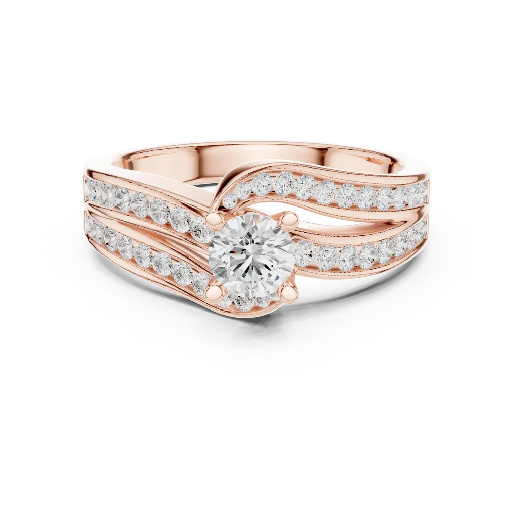 Round Lab Created Diamond Wedding Ring with Infinity Band
