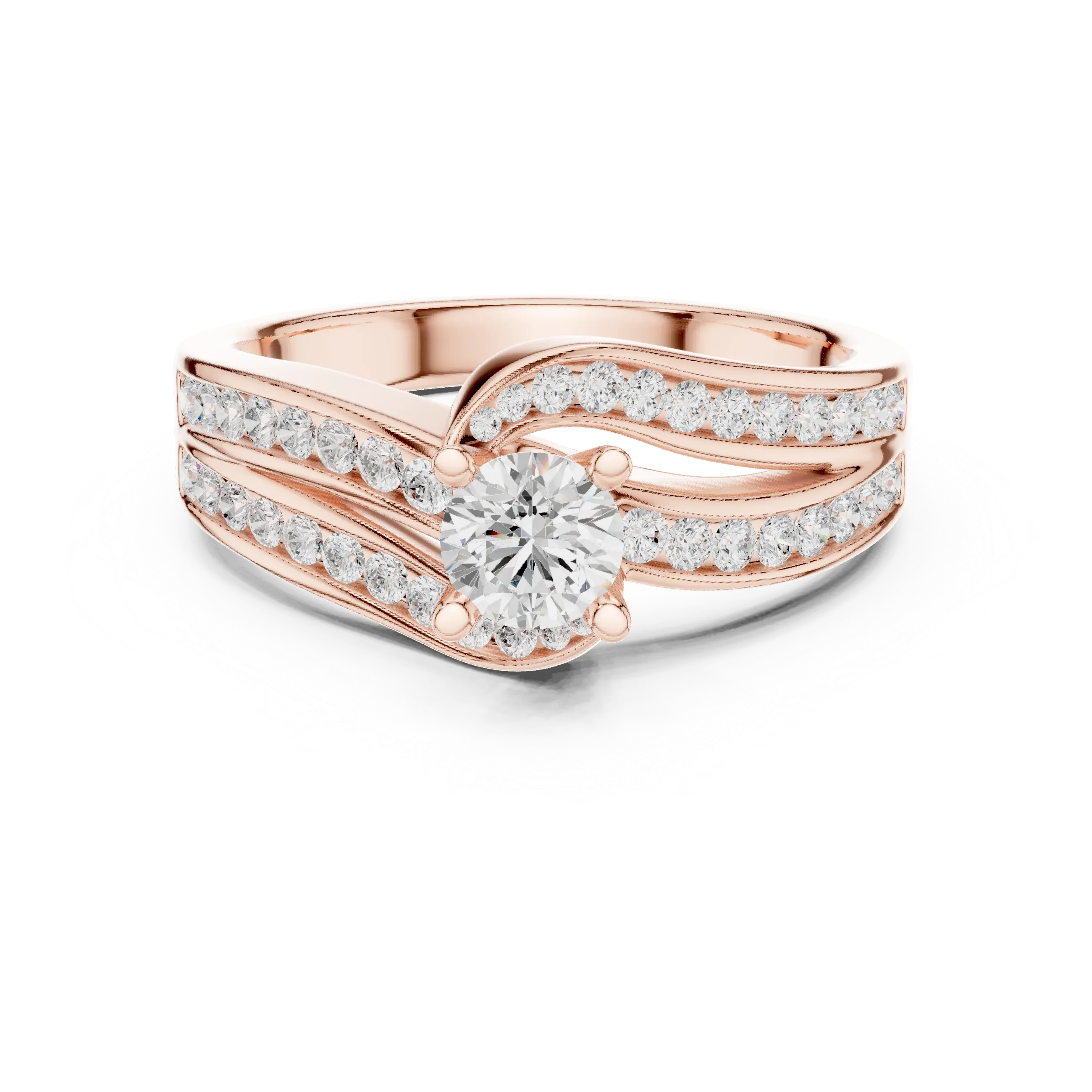 Round Lab Created Diamond Wedding Ring with Infinity Band