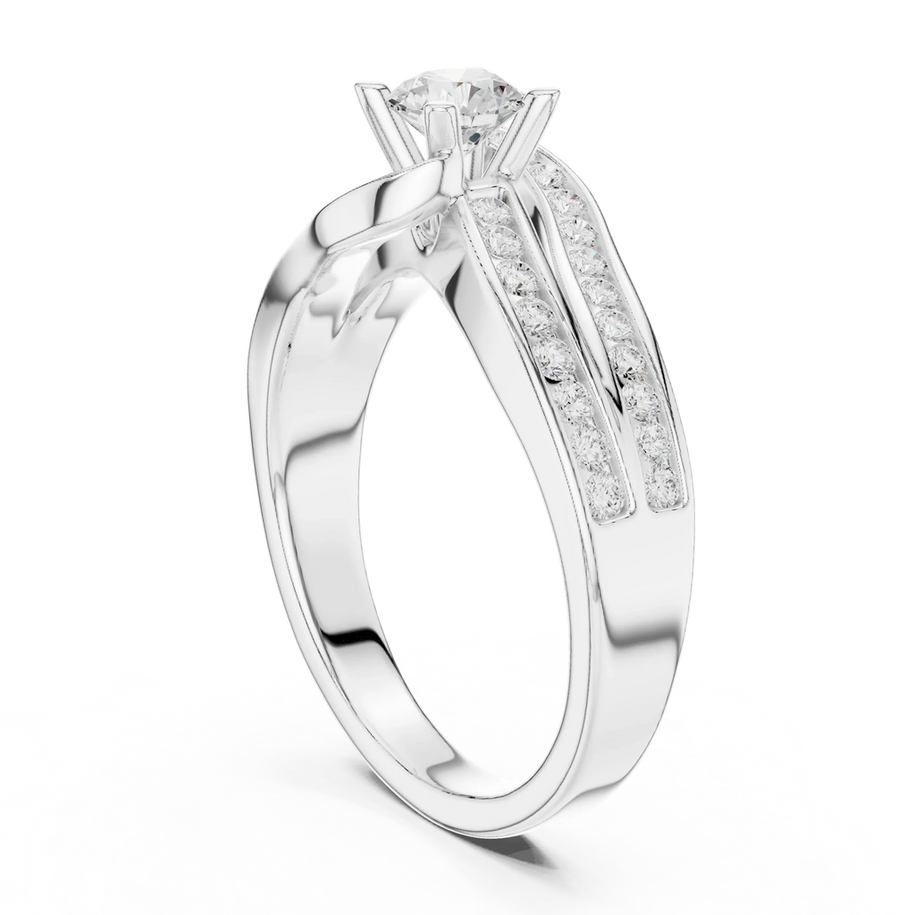 Round Lab Created Diamond Wedding Ring with Infinity Band