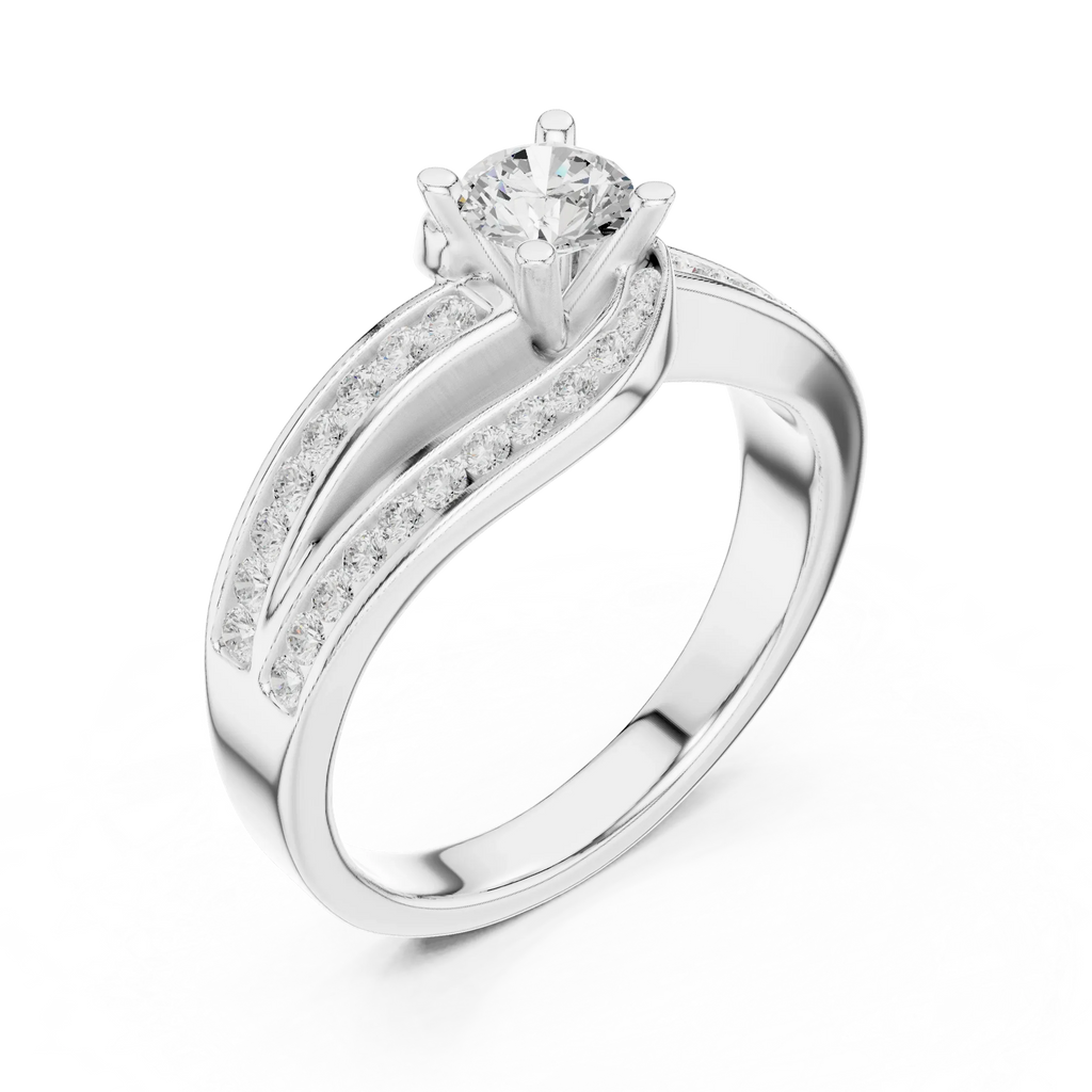 Round Lab Created Diamond Wedding Ring with Infinity Band