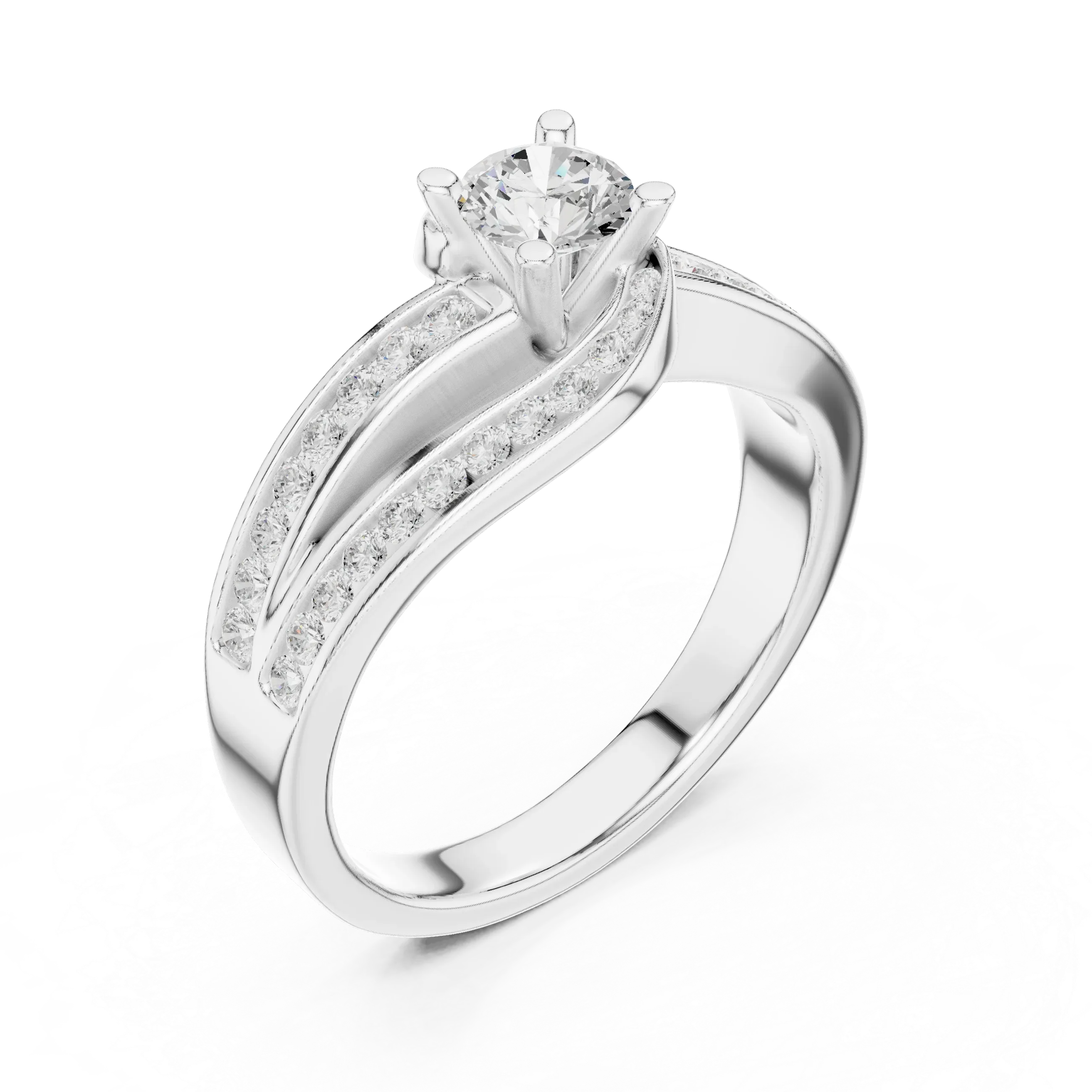 Round Lab Created Diamond Wedding Ring with Infinity Band