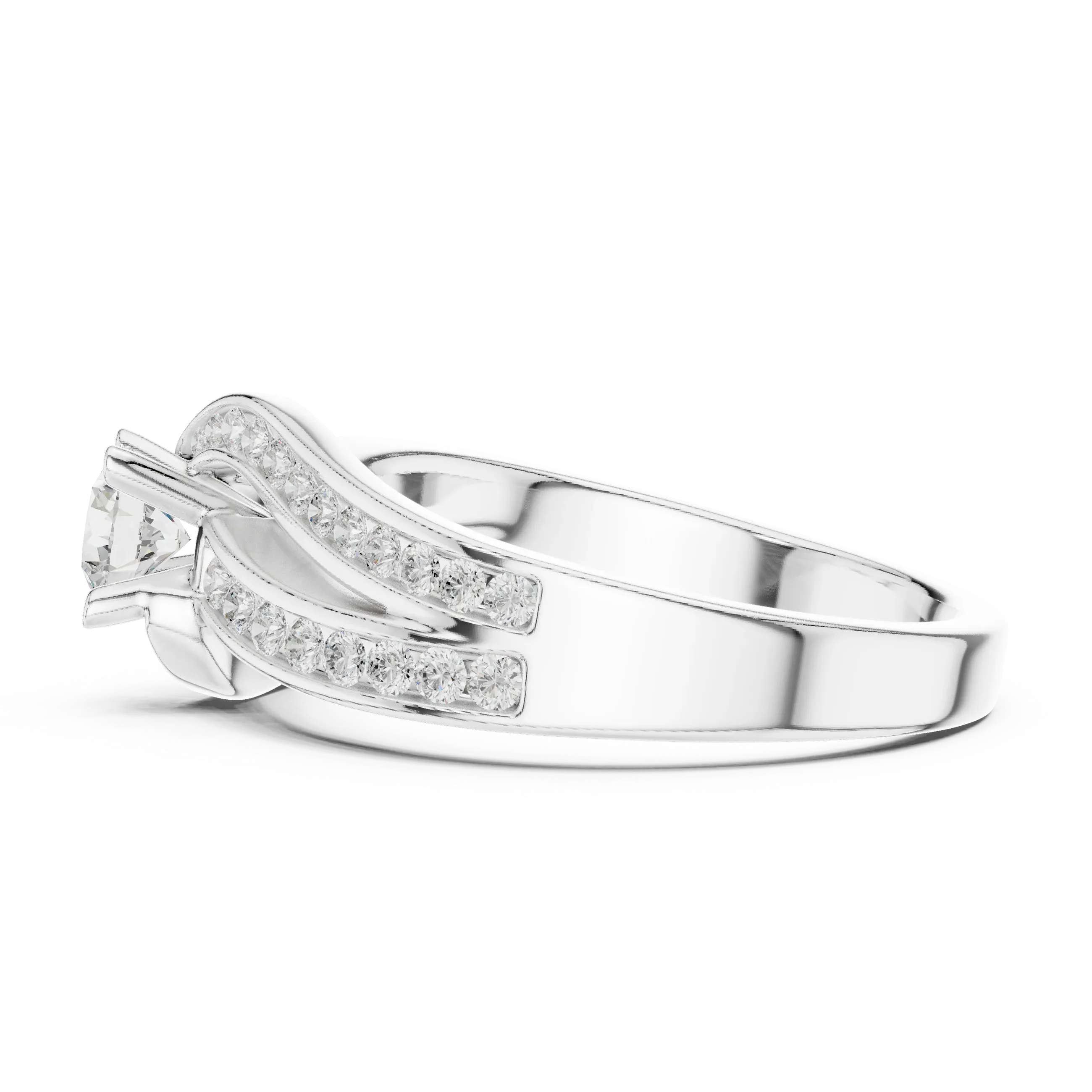 Round Lab Created Diamond Wedding Ring with Infinity Band