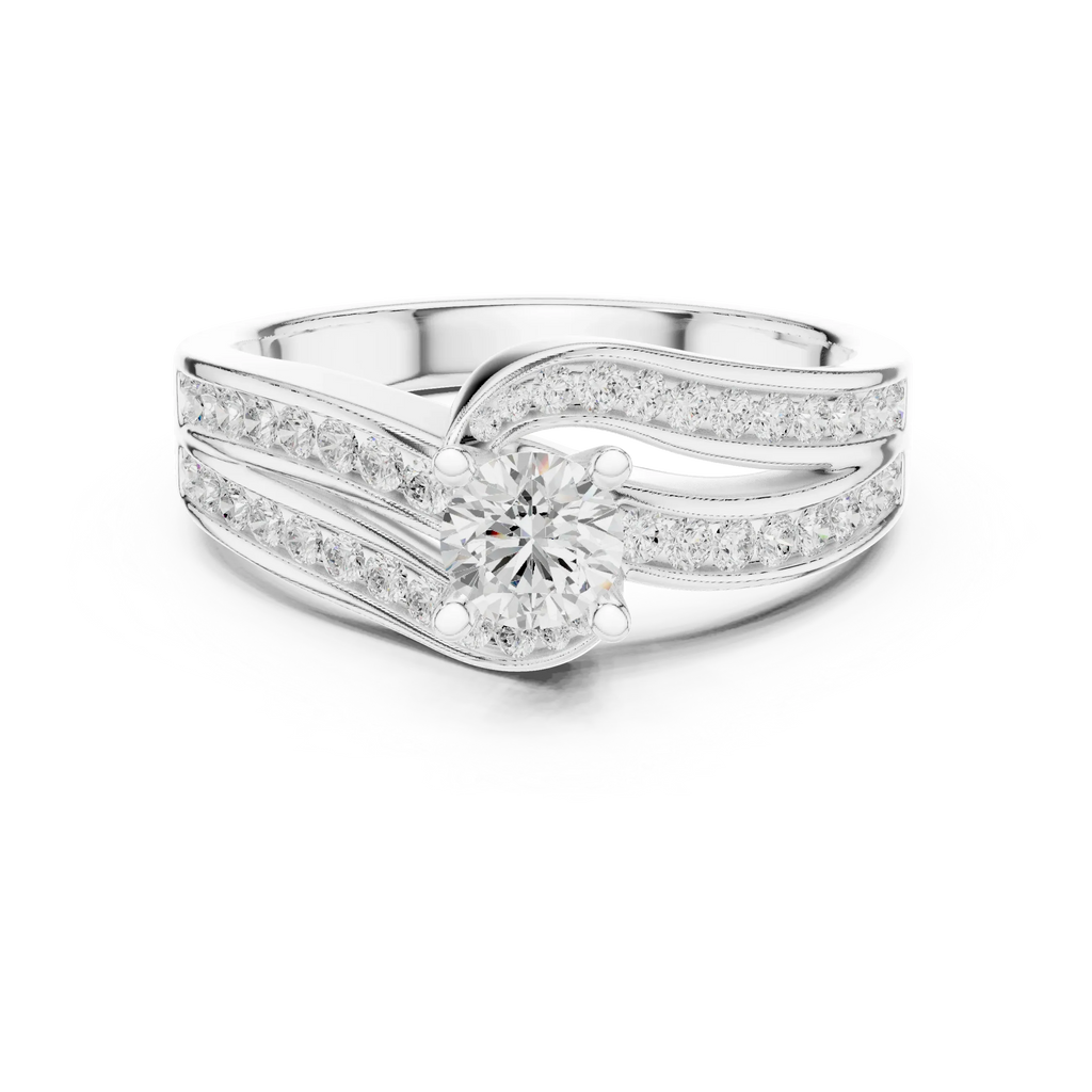 Round Lab Created Diamond Wedding Ring with Infinity Band