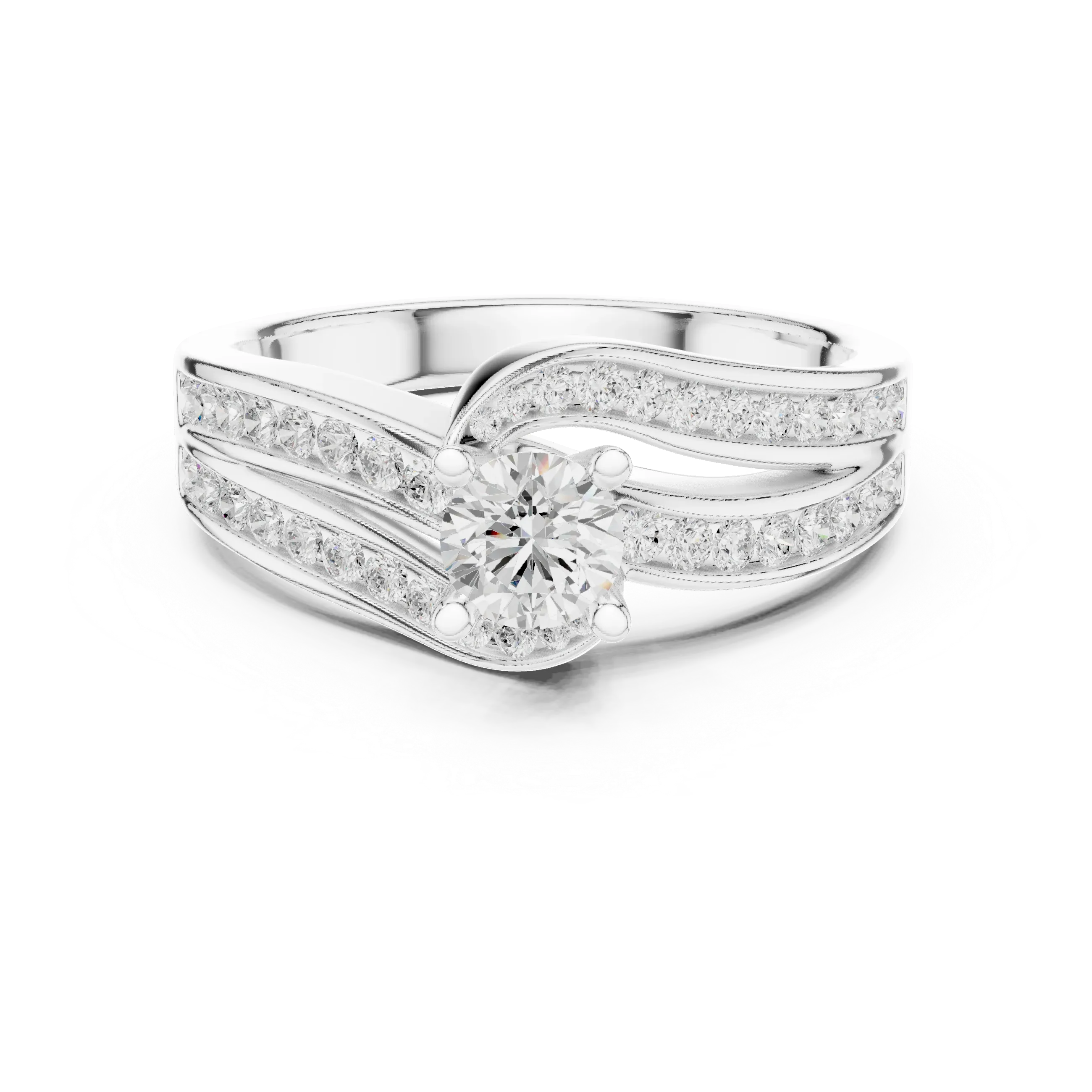 Round Lab Created Diamond Wedding Ring with Infinity Band