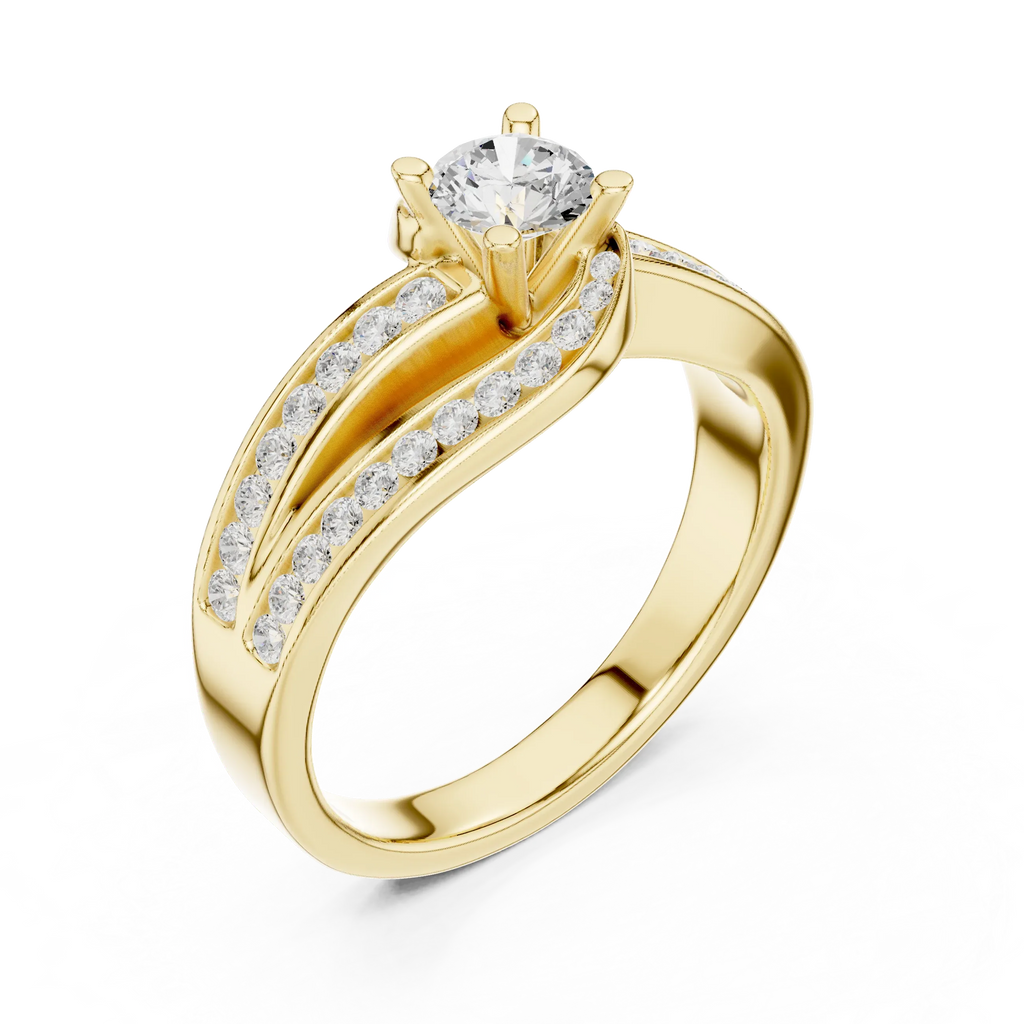 Round Lab Created Diamond Wedding Ring with Infinity Band