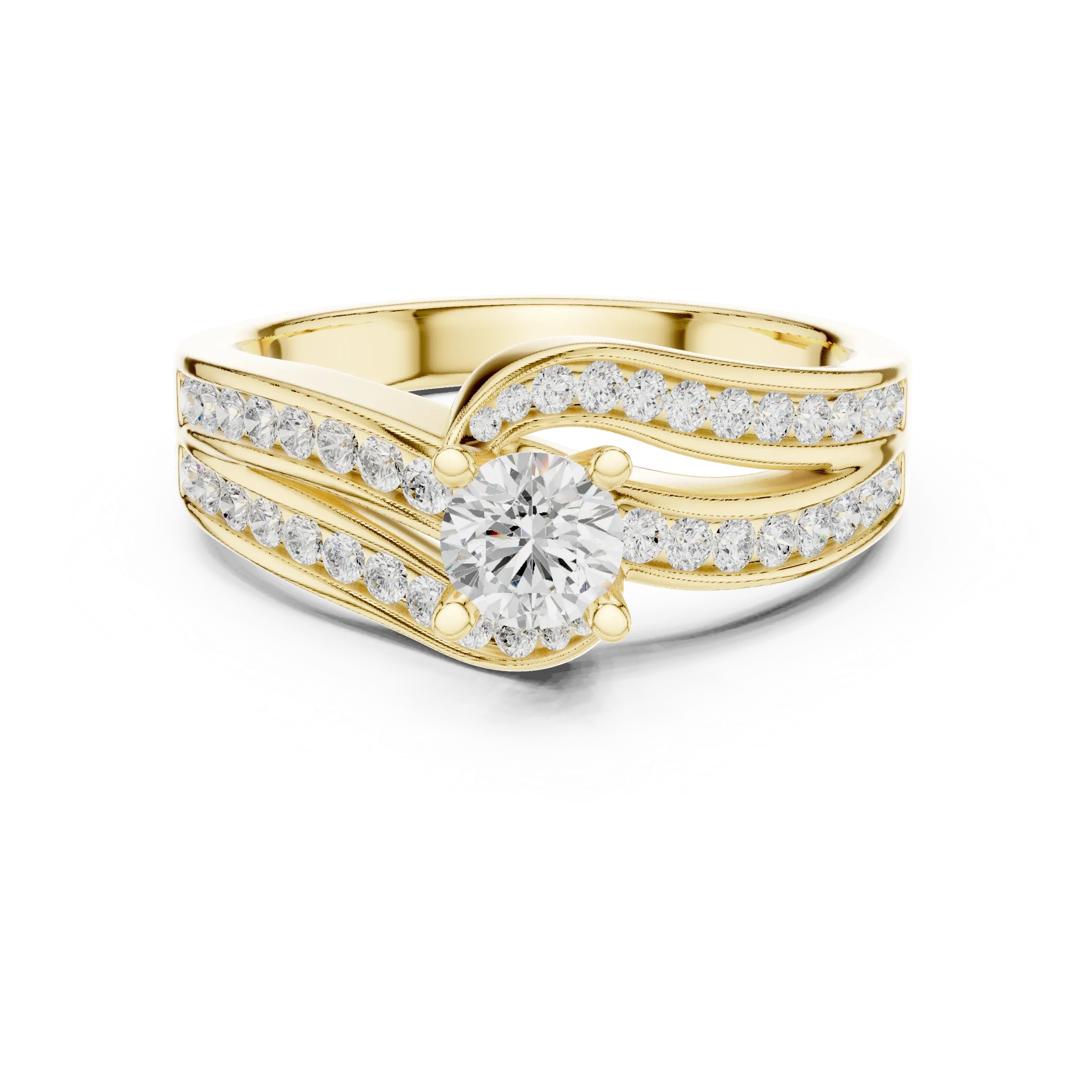 Round Lab Created Diamond Wedding Ring with Infinity Band
