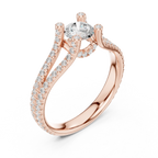 D Color VVS1 Round Moissanite Engagement Ring Pavé Set