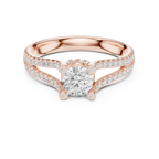 D Color VVS1 Round Moissanite Engagement Ring Pavé Set