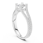 D Color VVS1 Round Moissanite Engagement Ring Pavé Set