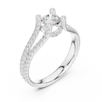 D Color VVS1 Round Moissanite Engagement Ring Pavé Set