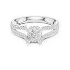 D Color VVS1 Round Moissanite Engagement Ring Pavé Set