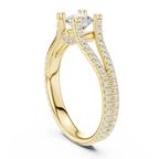 D Color VVS1 Round Moissanite Engagement Ring Pavé Set
