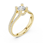 D Color VVS1 Round Moissanite Engagement Ring Pavé Set